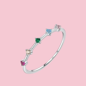 bague en argent arc en ciel