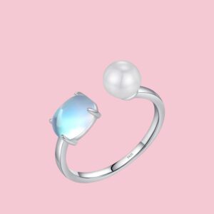 bague en argent avec la pierre de lune