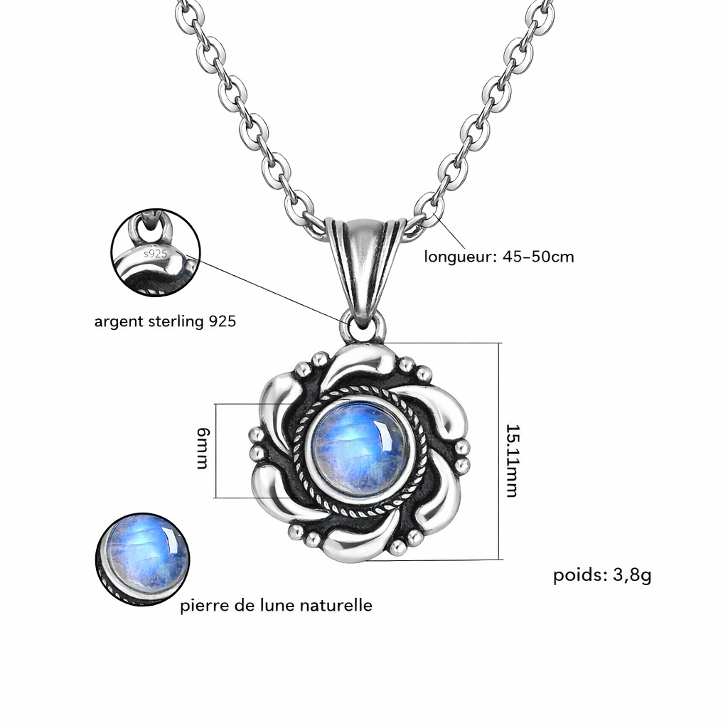 collier pierre de lune en argent